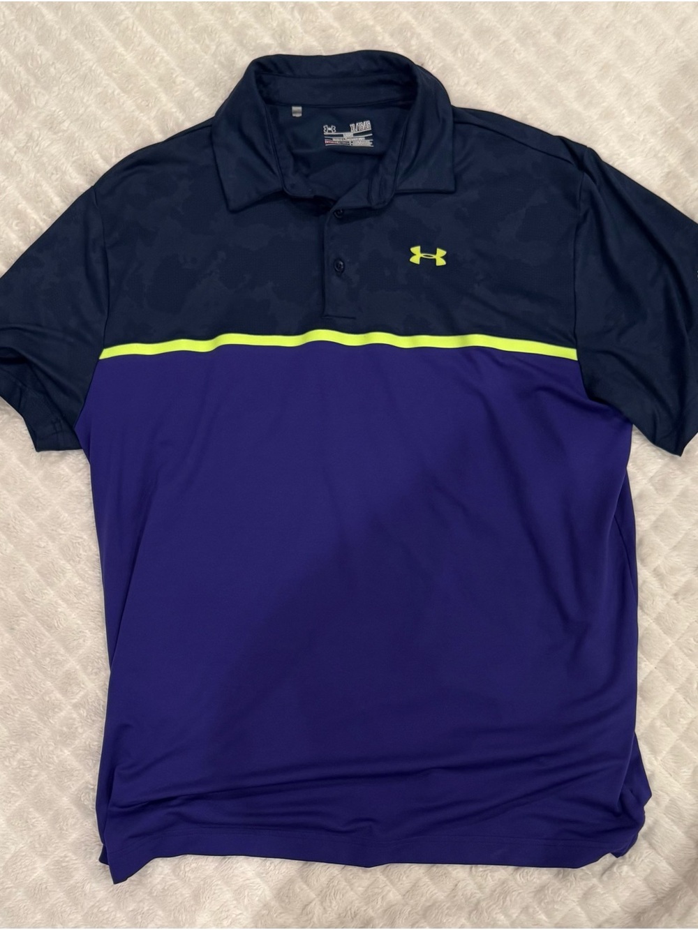 Under Armour Men’s Navy, Purple & Neon Yellow Performance Polo
